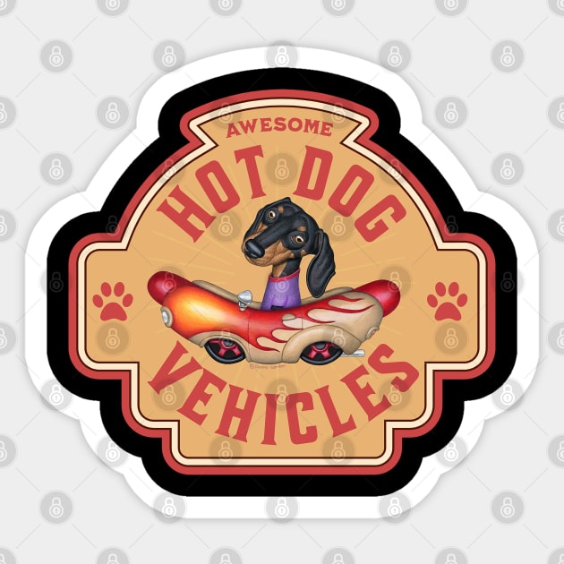 Awesome Dachshund Hot Dog Vehicles Sticker by Danny Gordon Art